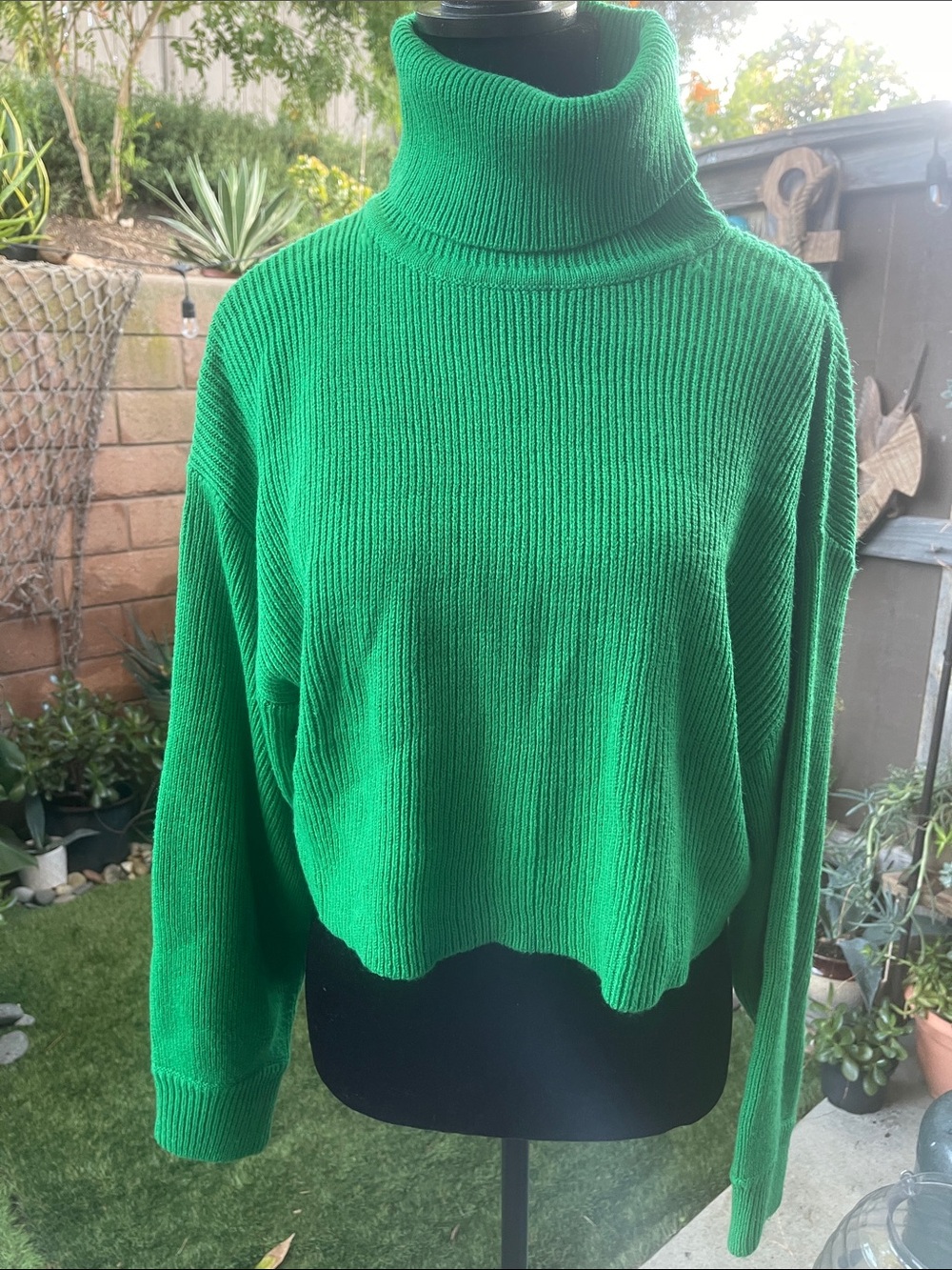 Divided Bright Green Ribbed Turtleneck Sweater